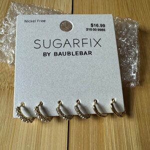 SUGARFIX by BaubleBar Gold & Pearl Hoop Earring Set –‎ 3 Pairs
